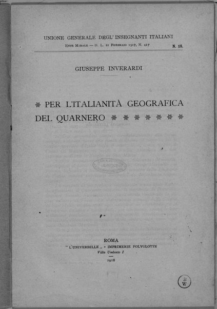 Per l'ialianità geografica del Quarnero